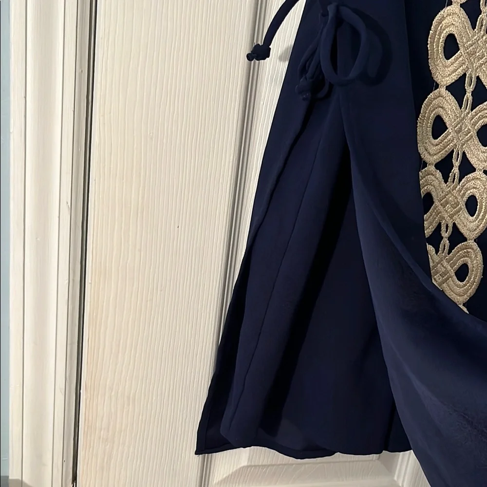 Lilly Pulitzer Navy Blue Romper with Gold Embroidery size 0 - Picture 4 of 7